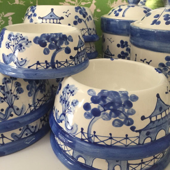 Blue Chinoiserie Dog Bowl