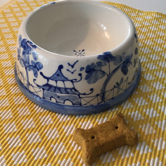 Blue Chinoiserie Dog Bowl