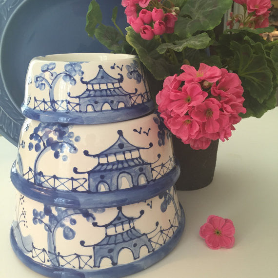 Blue Chinoiserie Dog Bowl