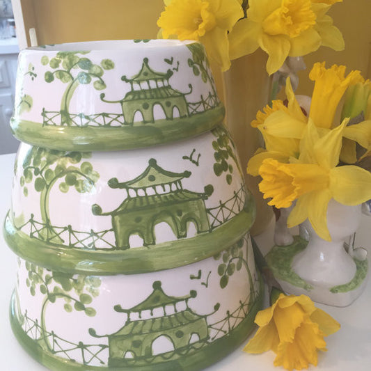 Green Chinoiserie Dog Bowl