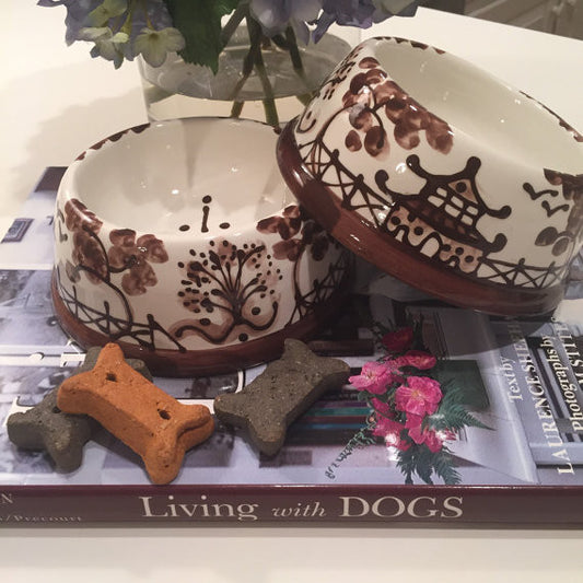 Espresso Chinoiserie Dog Bowl
